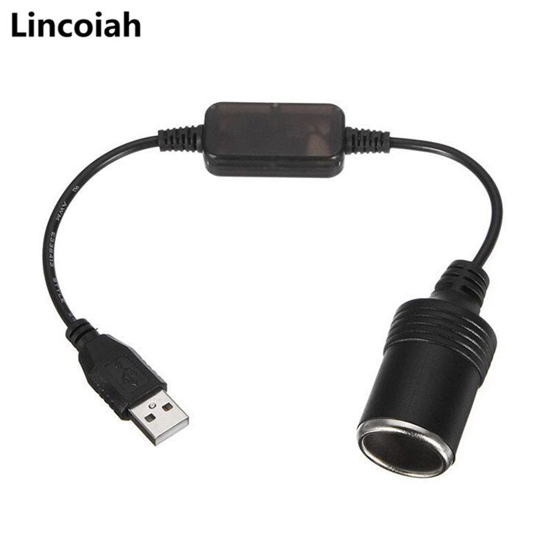 Converter Adapter Wired Controller USB Port to 12V Car Cigarette Lighter Socket Female Power Cord for Xiaomi Power Bank DVR - KiwisLove