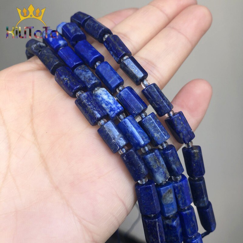 Natural Lapis lazuli Stone Beads Cylinder Shaped Loose Spacer Beads For DIY Jewelry Making Bracelet Charms Accessories 7.5&#39;&#39;