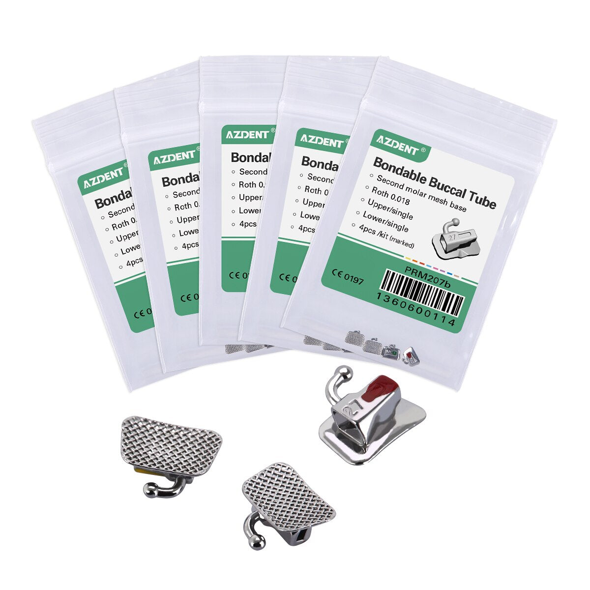 20Pcs=5Pack AZDENT 2nd Molar Bondable Non-convertible Single Roth/MBT/Edgewise 022/018 Buccal Tube - KiwisLove