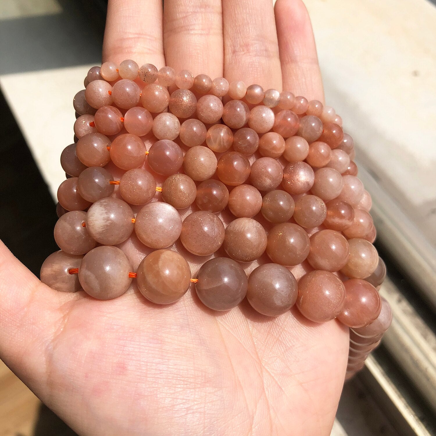 Natural Sunstone Minerals Stone Beads Round Loose Gem Spacer Beads for Jewelry Making DIY Bracelets Necklace 15&#39;&#39; 4 6 8 10 12mm - KiwisLove