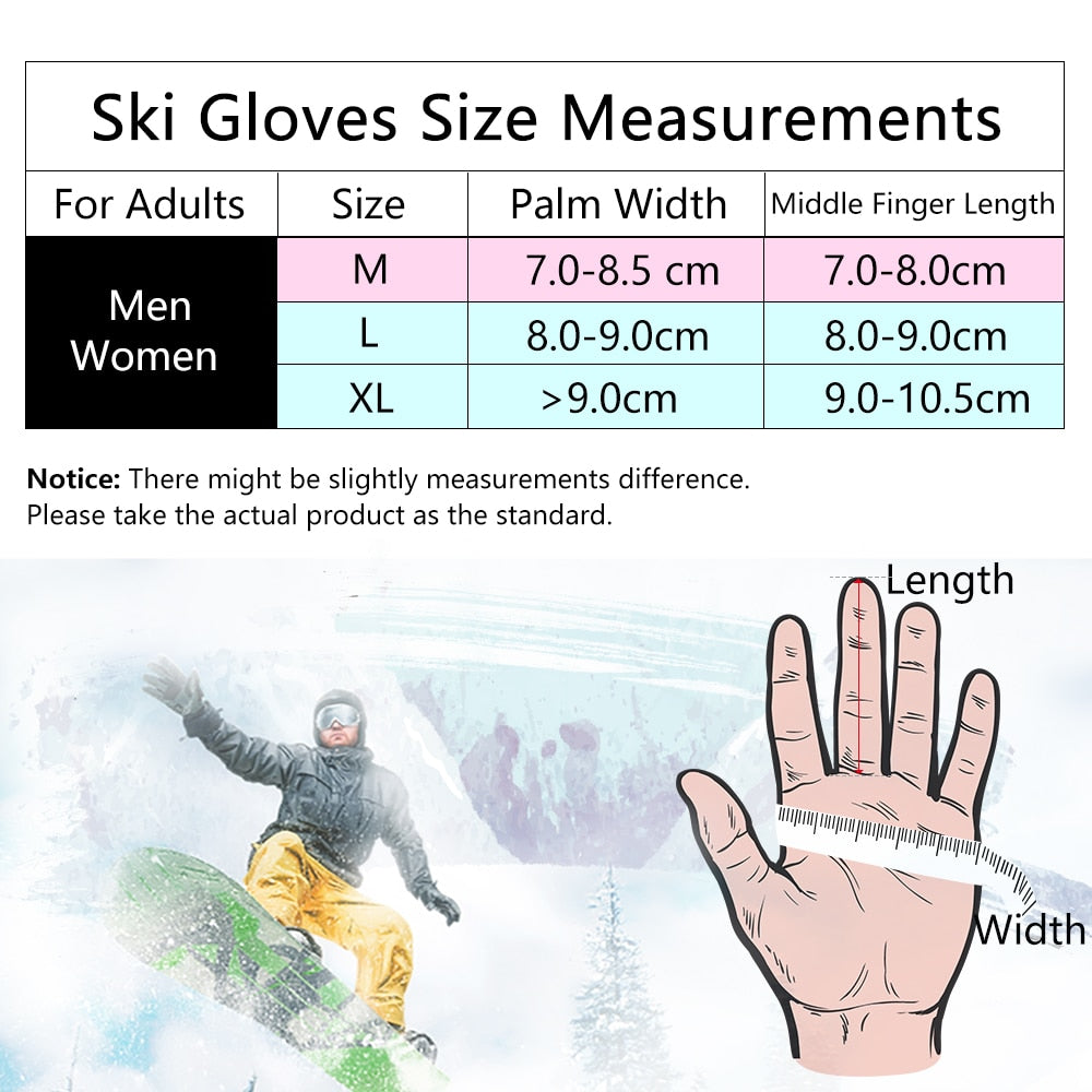 COPOZZ Ski Gloves Waterproof Gloves with Touchscreen Function Snowboard Thermal Gloves Warm Snowmobile Snow Gloves Men Women - KiwisLove