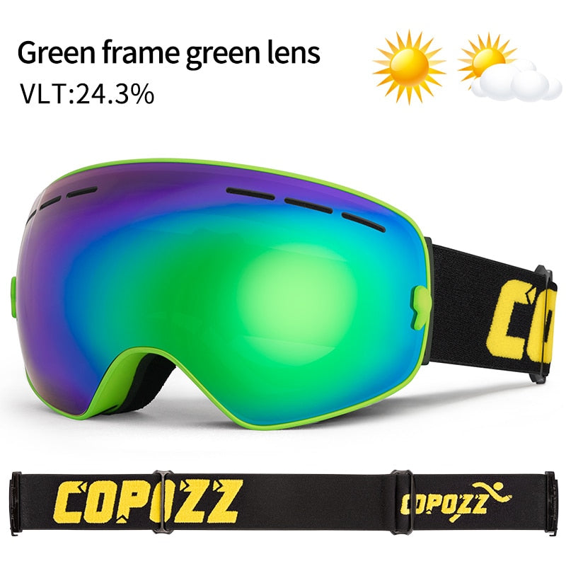 COPOZZ Brand Professional Ski Goggles Double Layers Lens Anti-fog UV400 Big Ski Glasses Skiing Snowboard Men Women Snow Goggles - KiwisLove
