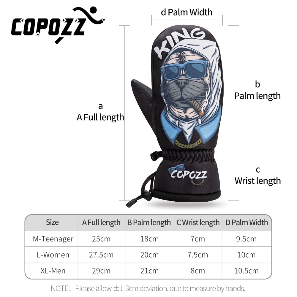 COPOZZ -30℃ Thicken Adult Teen Professional Snowboarding Ski Gloves Windproof Winter Warm Thermal Snow Mittens Skiing Snowmobile - KiwisLove