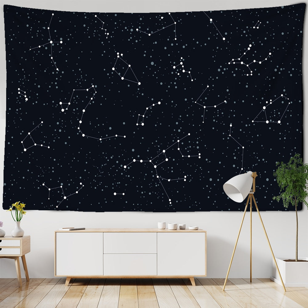 Black Universe Starry Sky Tapestry Wall Galaxy Psychedelic Tapiz Witchcraft Astrology Bed Cover Beach Blanket Home Decor - KiwisLove