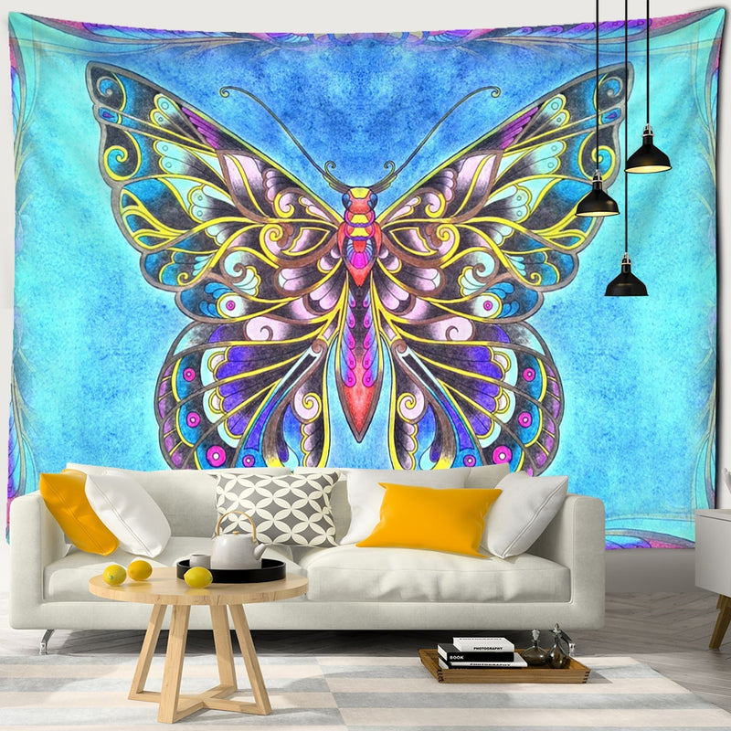 Moon Phase Butterfly Tapestry Wall Hanging Psychedelic Mysterious Witchcraft Bohemian Style Aesthetics Room Home Decor - KiwisLove
