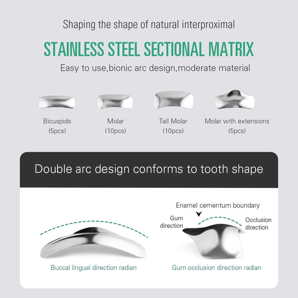 Dental Matrix Sectional Contoured Metal Refill  Full Teeth Replacement Universal Kit With Spring Clipse - KiwisLove