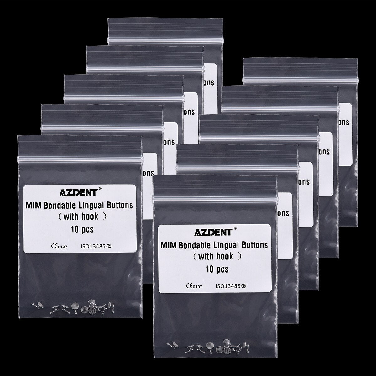 AZDENT Dental Orthodontic Bondable Lingual Buttons with Hook Round Base 10pcs/Bag - KiwisLove