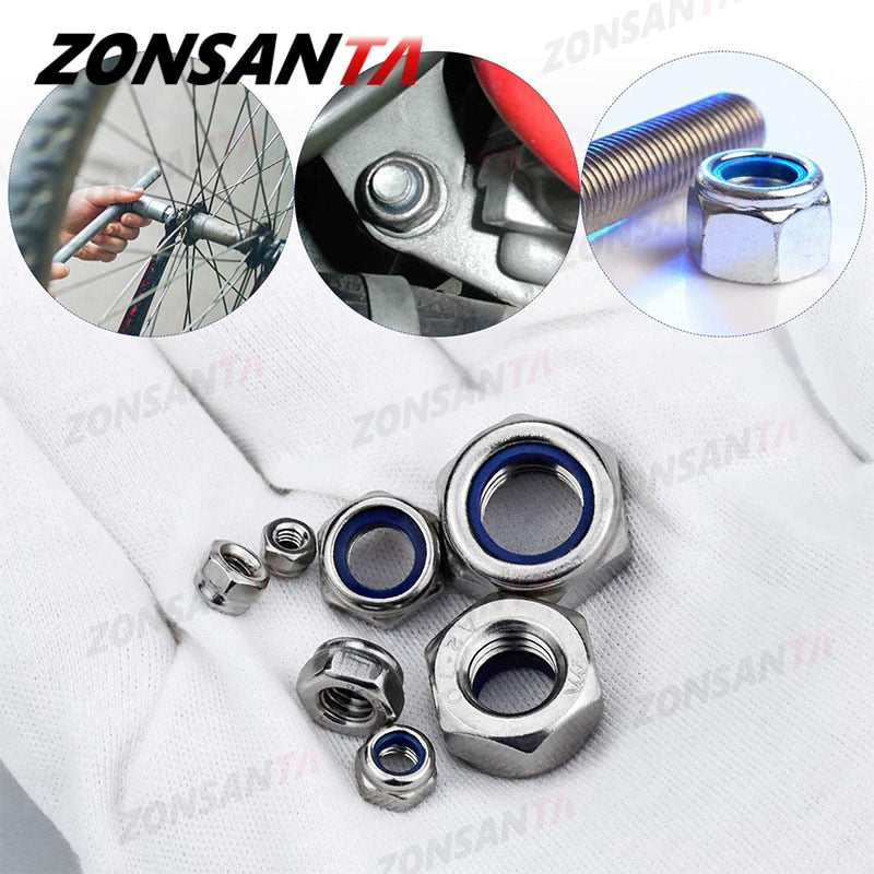 ZONSANTA 265Pcs Nylon Lock Nut M2 M2.5 M3 M4 M5 M6 M8 M10 M12 Hex Hexagon Self LockNut Set Stainless Steel Locking Nuts Kit - KiwisLove