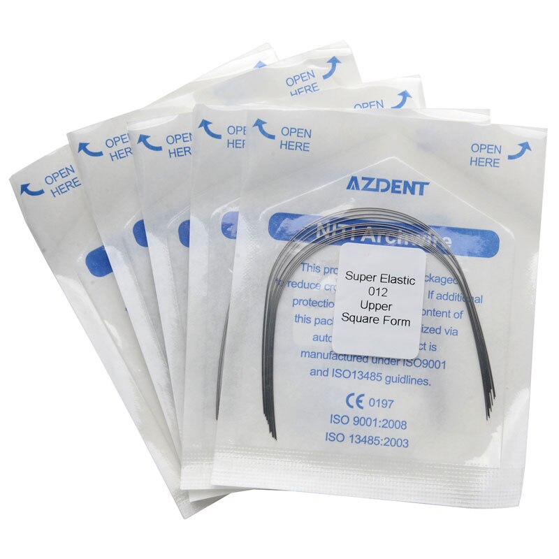 20pcs(10pcs upper +10 pcs lower) /set Azdent Super Elastic Nickel Titanium Wire Square Form Orthodontic Arch Wire - KiwisLove
