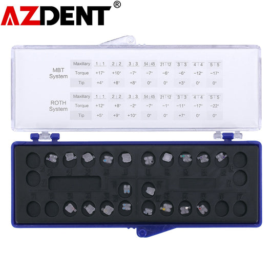AZDENT Dental Orthodontic Ceramic Brackets Braces Mesh Base MBT/Roth 022/018 345 Hooks - KiwisLove