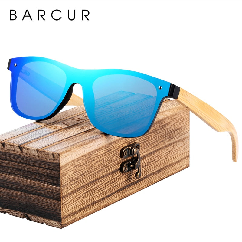 BARCUR Fashion Wooden Sunglasses Men Bamboo Temple Sun Glasses Women Wood Glasses Oculos de sol masculino - KiwisLove