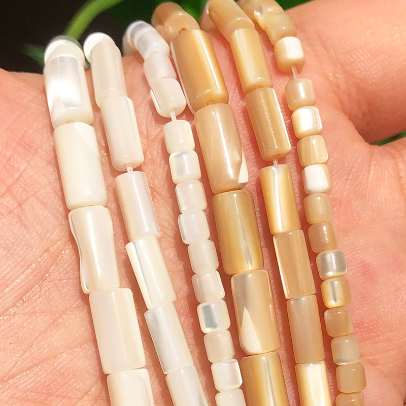 Natural Mother Of Pearl Mop Shell Beads Column White Beige Spacer Beads for Jewelry Making DIY Bracelet Ear Studs Accessories - KiwisLove