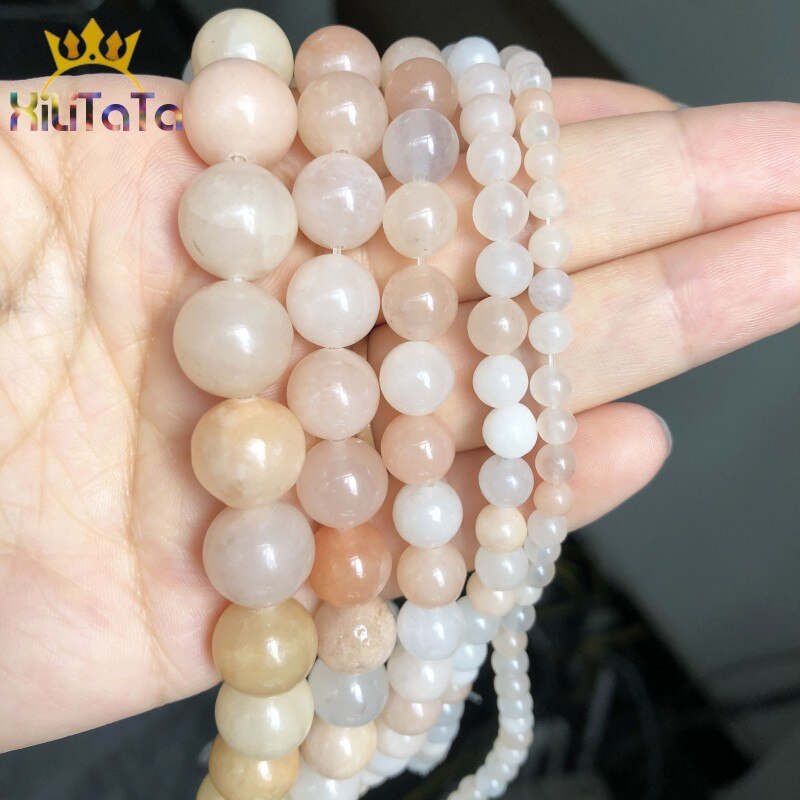 Natural Stone Light Pink Aventurine Jades Round Spacer Beads For Jewelry Making DIY Bracelet Accessories 15&#39;&#39; 4 6 8 10 12mm