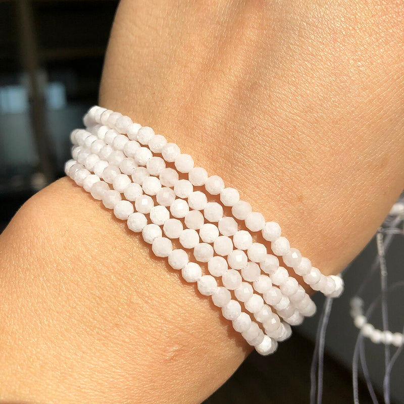 2 3 4mm Natural Faceted White Moonstone Gem Stone Beads Round Mineral Beads For Jewelry Making DIY Bracelet Earrings Accessories - KiwisLove