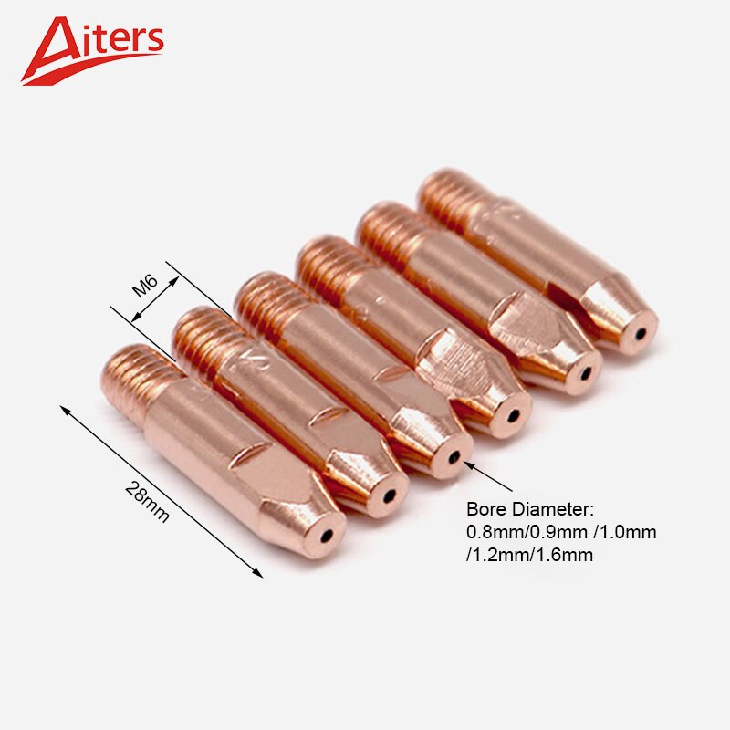 20CPS E-Cu CuCrZr Contact Tips for 23KD 24KD Consumables M6x28mm x0.6-1.2mm MIG Welding Torch Accessories E-Cu CuCrZr - KiwisLove