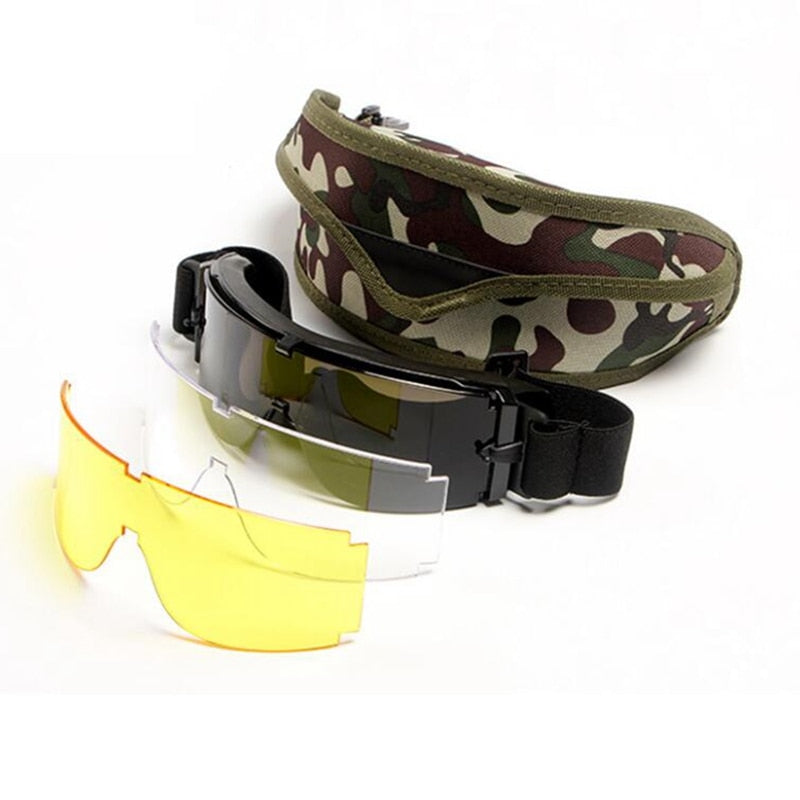 2022 New Hiking Cycling Sun Glasses X800 Tactical Windproof Anti-frog Hunting Goggles 3 Color Lens - KiwisLove