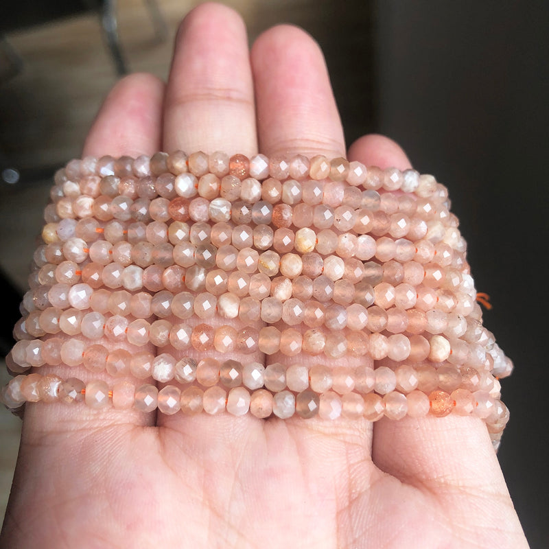 4x3mm Faceted Sunstone Beads Flat Natural Small Section Loose Rondelle Beads for Jewelry Making DIY Women Waist Chains Bracelet - KiwisLove