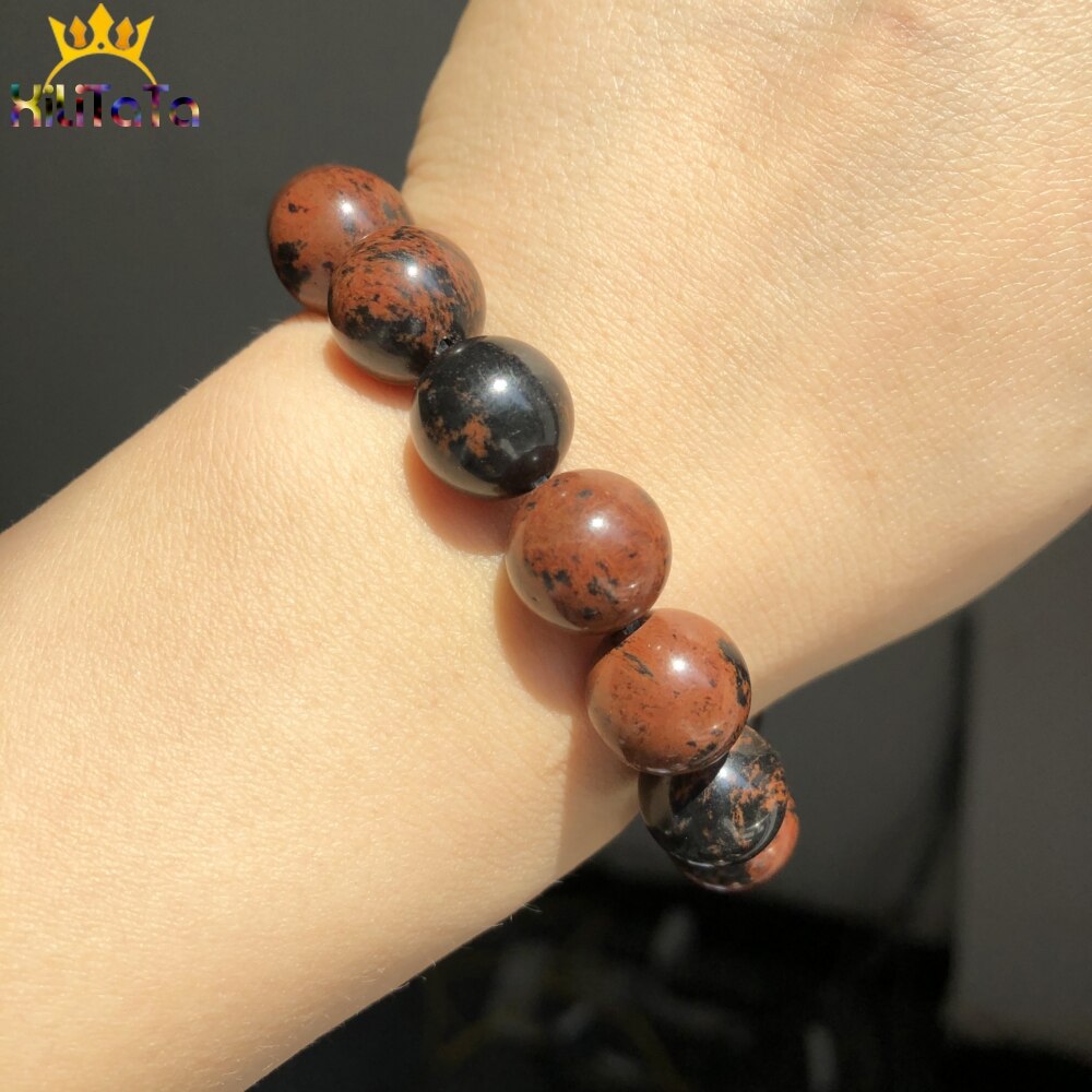 Natural Stone Mahogany Obsidian Round Loose Spacer Beads For Jewelry DIY Making Bracelet Accessories 15&#39;&#39; Strands 4 6 8 10 12mm - KiwisLove