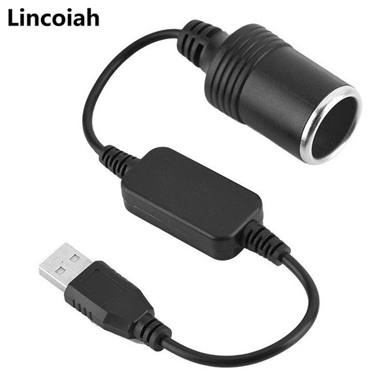 Converter Adapter Wired Controller USB Port to 12V Car Cigarette Lighter Socket Female Power Cord for Xiaomi Power Bank DVR - KiwisLove