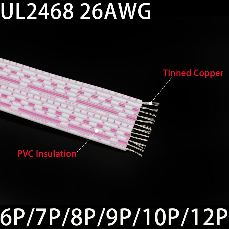 UL2468 26AWG Electron Wiring 6 7 8 9 10 12 Pins Extended Power Connect Cable PVC Insulated Copper Line Red White Multiple Cores - KiwisLove