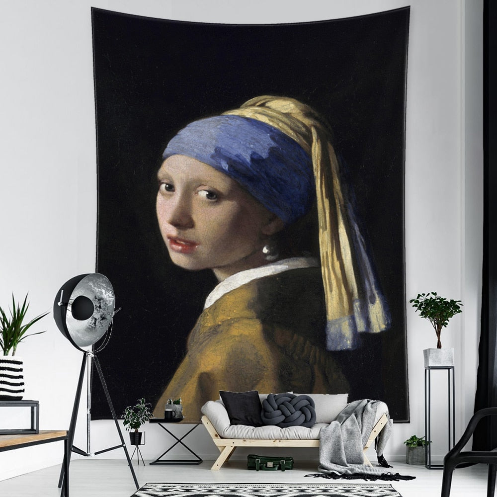 Mona Lisa Graffiti Tapestry Wall Hanging Boho Style Psychedelic Witchcraft Hippie Tapiz Bedroom Art Home Decor - KiwisLove