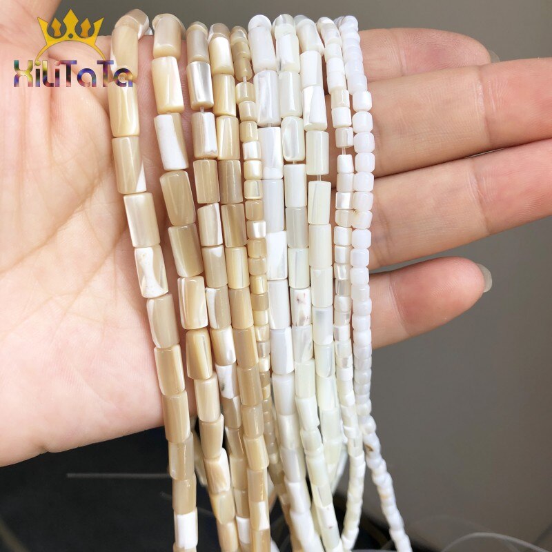 Natural  Trochus Top Shell Stone Beads Cylinder Shape Loose Bead For Jewelry DIY Making Bracelet Earring 15&quot; 3.5*3.5/4*8/5*10mm - KiwisLove