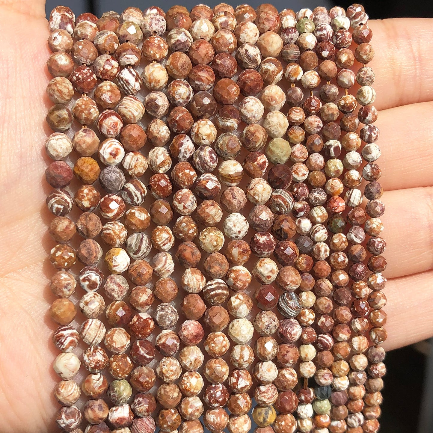 Natural Stone Faceted Wooden Jaspers Spacer Beads for Jewelry DIY 2 3 4mm Small Round Beads Making Bracelet Accessories 15&#39;&#39; - KiwisLove