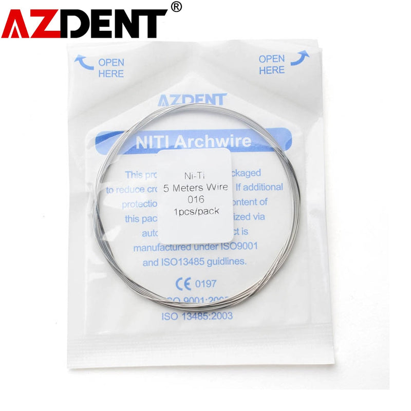 AZDENT Dental Orthodontic Niti Round Arch Wire Size 0.012 0.014 0.016 Length 5M/Pack