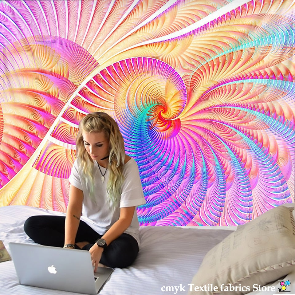 Psychedelic India Mandala Tapestry Wall Hanging Boho Decor Wall Cloth Tapestries Hippie Tapestry Mandala Wall Carpet - KiwisLove