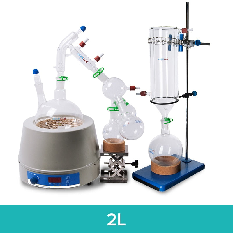 JOANLAB Official Store Lab Short Path Distillation Glass Apparatus With Magnetic Stirring And Heating Mantle And Cold trap 2L 5L - KiwisLove