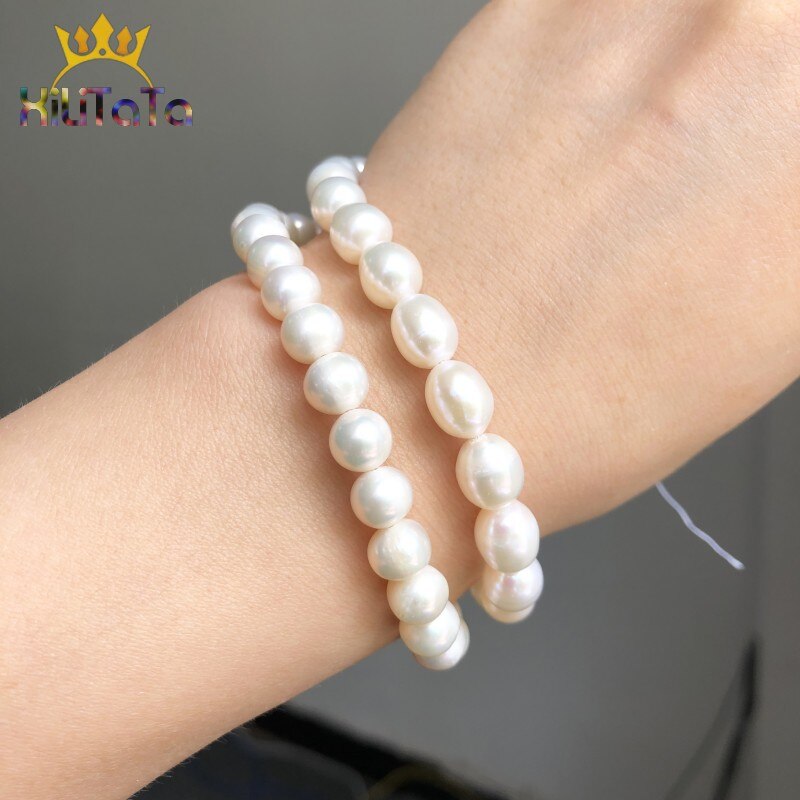 AAA Natural Beads Oval Shaped White Freshwater Pearl Beads For Jewelry DIY Making Bracelet Ear Studs Accessories 15&quot; 7-8mm 8-9mm - KiwisLove