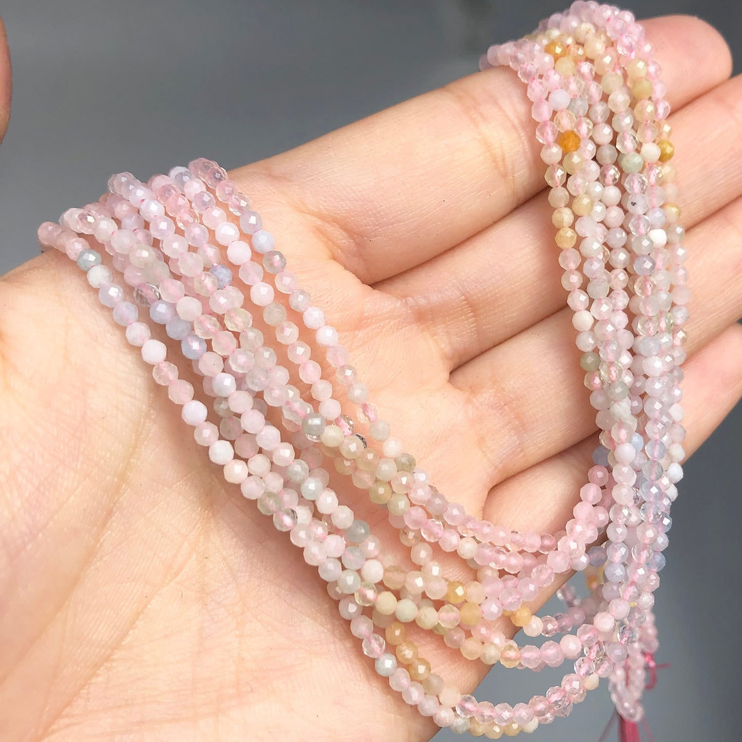 2mm Faceted Colorful Morganite Stone Beads Natural Loose Round Spacer Beads for Jewelry DIY Making Bracelet Earrings Accessories - KiwisLove