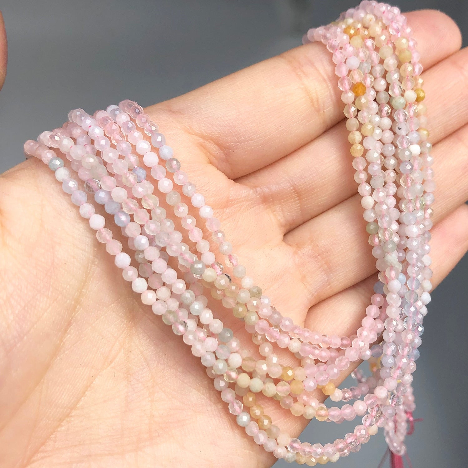 2mm Faceted Colorful Morganite Stone Beads Natural Loose Round Spacer Beads for Jewelry DIY Making Bracelet Earrings Accessories - KiwisLove