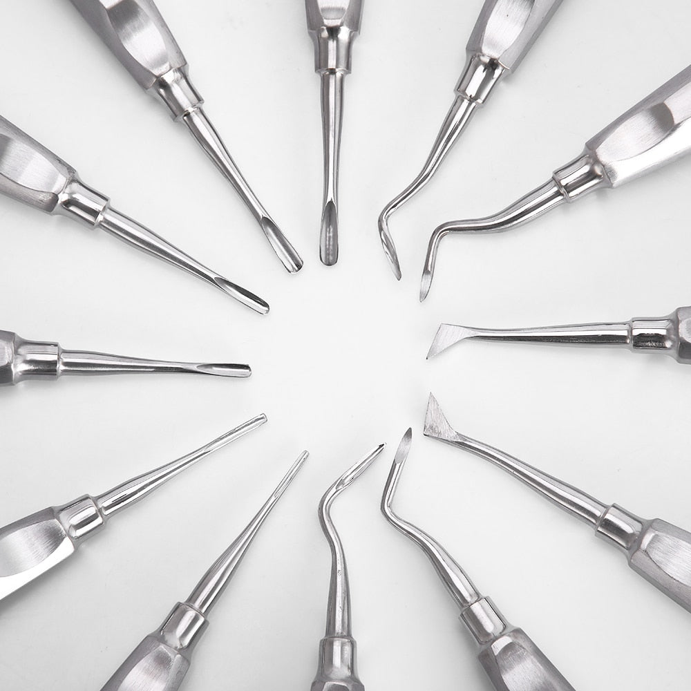 12pcs/Pack Dental Stainless Elevator Minimally Invasive Tools Loosening Elevator Root Extraction Hollow Handle - KiwisLove