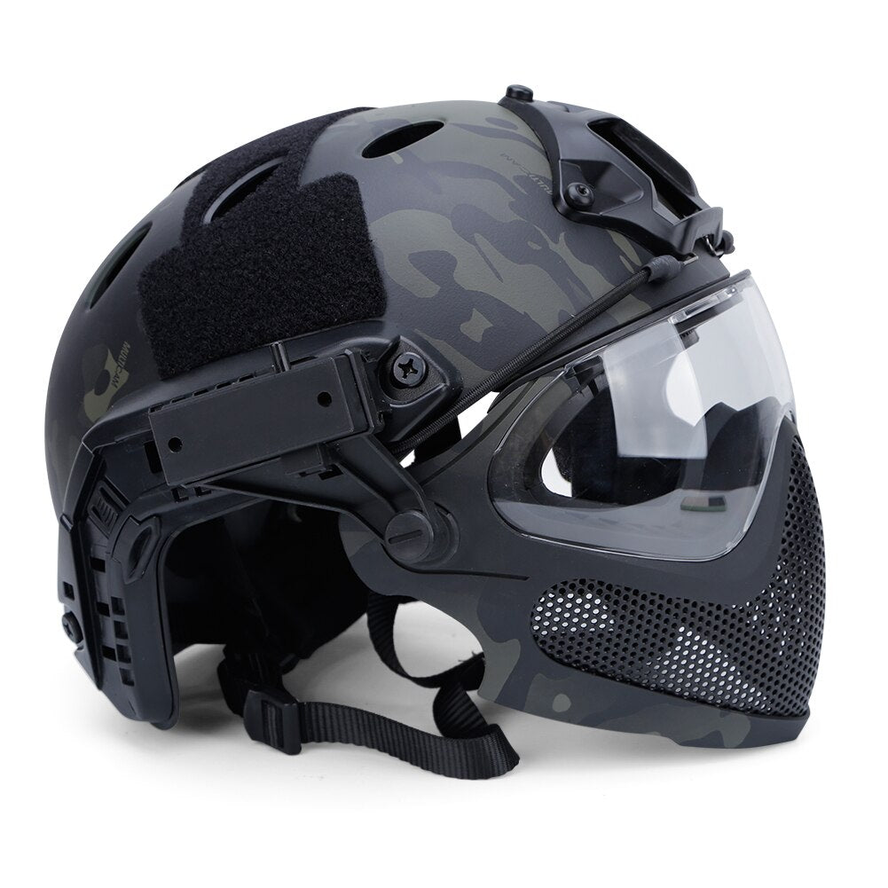 Military Tactical Helmet Hunting Full-Covered Protection Helmet Paintball for Outdoor War Game CS Combat Accessories - KiwisLove