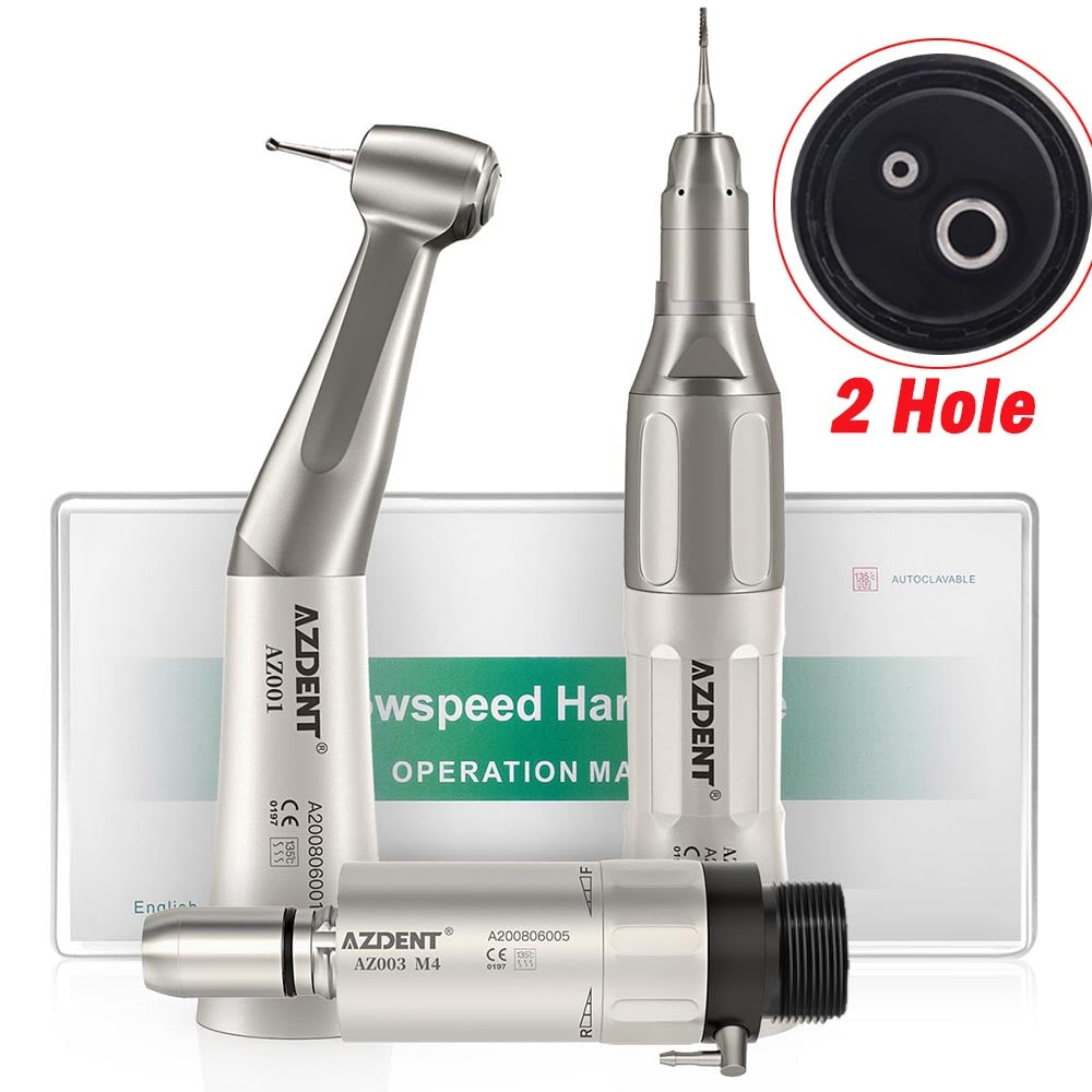Dental Low Speed Handpiece Kit Contra Angle Straight Air Motor External Water Spray HP Burs - KiwisLove