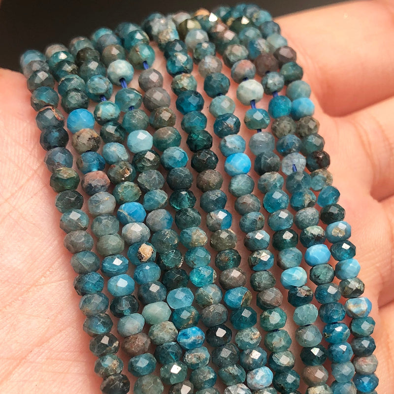 Blue Small Waist Beads Natural Stone Apatite Loose Rondelle Beads for Jewelry Making DIY Women&#39;s Bracelet Earrings 15&#39;&#39;Inch