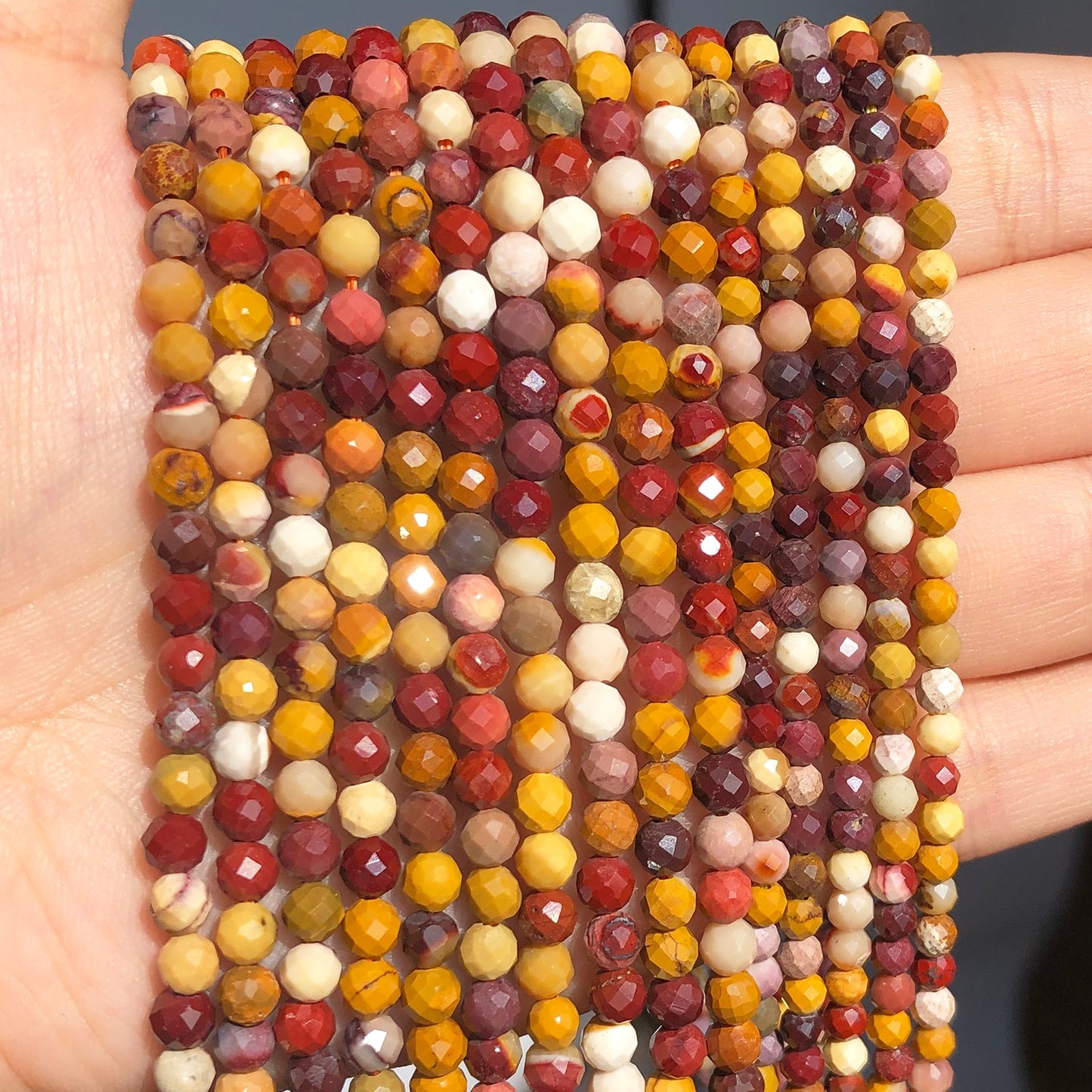 Natural Faceted Colorful Mookaite Gem Stone 3 4mm Loose Spacer Beads for Jewelry DIY Making Bracelet Earrings Accessories 15&#39;&#39; - KiwisLove