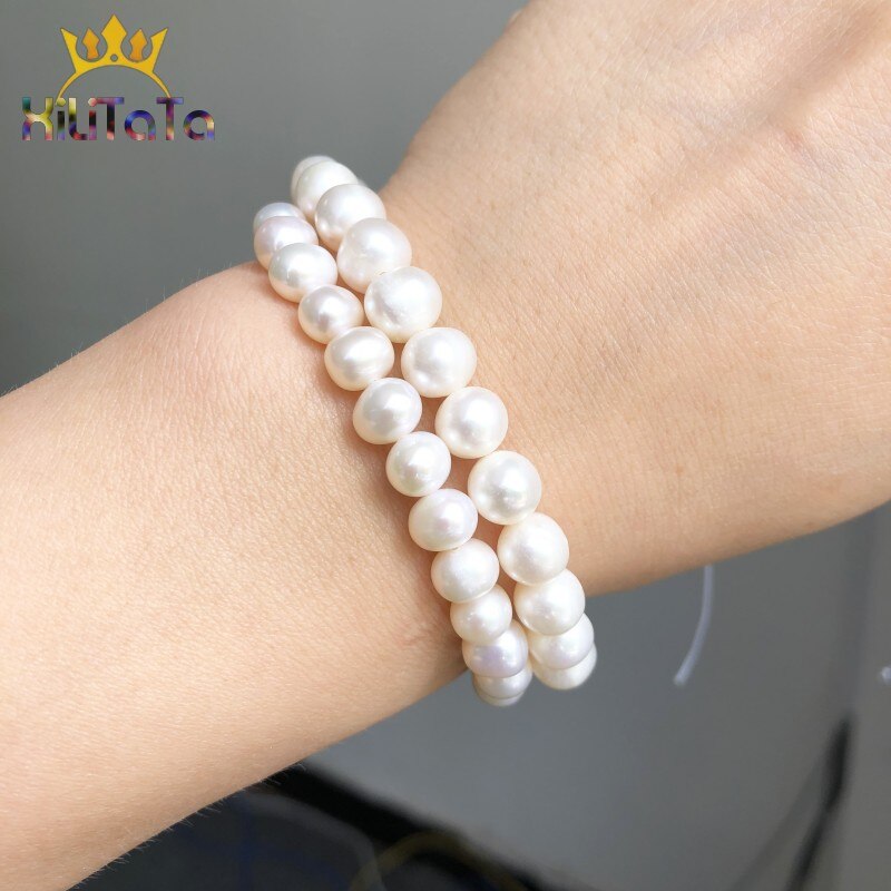 AA+ Natural Freshwater White Pearl Beads Round Beads For Jewelry DIY Making Bracelet Necklace Accessories 15" 6-7mm 7-8mm 8-9mm - KiwisLove