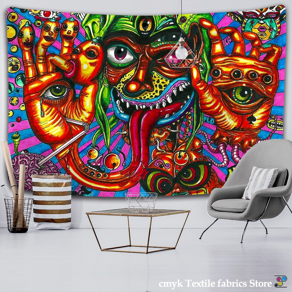 alien witchcraft Tapestry Hippie  Carpet Room Trippy Tapestry Wall Hanging  Witchcraft tapiz Dropship hippie deco wall hanging - KiwisLove