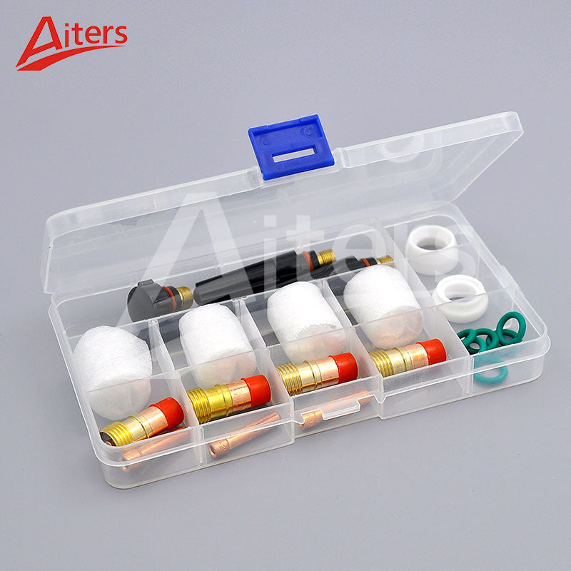 TIG Welding Torch Pyrex Glass Cup kit Gas Lens and Collet Accessories 23Pcs For WP17/18/26 Welding Kit TIG Torch Consumables - KiwisLove