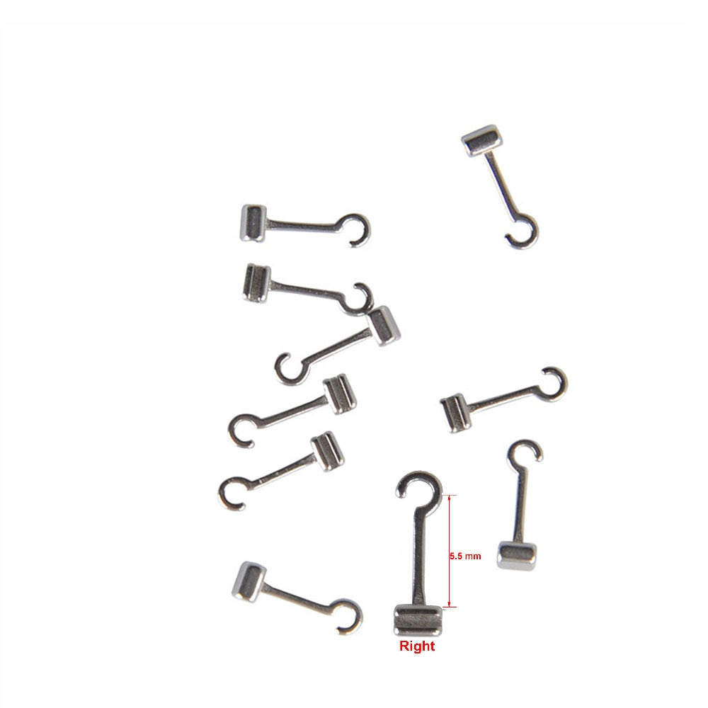 10Pcs/Pack Dental Crimpable Hooks Cross Tube Long Short Right/Left Stainless Steel Fixed on the Arch Wires - KiwisLove