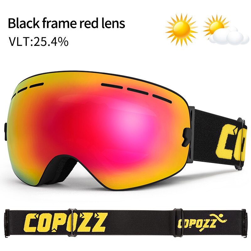 COPOZZ Brand Professional Ski Goggles Double Layers Lens Anti-fog UV400 Big Ski Glasses Skiing Snowboard Men Women Snow Goggles - KiwisLove