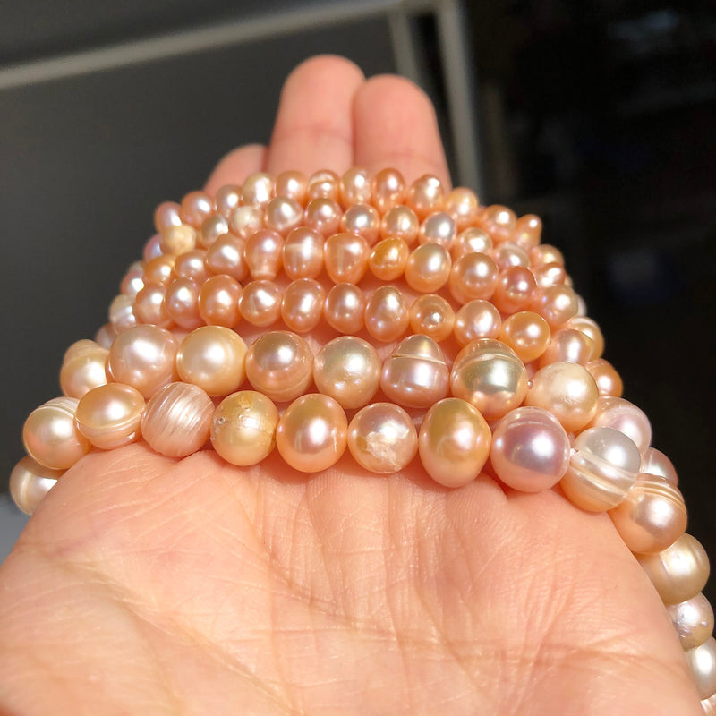 3-9mm Natural Pink Freshwater Pearls Punch Pearl Beads for DIY Women Elegant Necklace Bracelet Jewelry Making 15&#39;&#39;