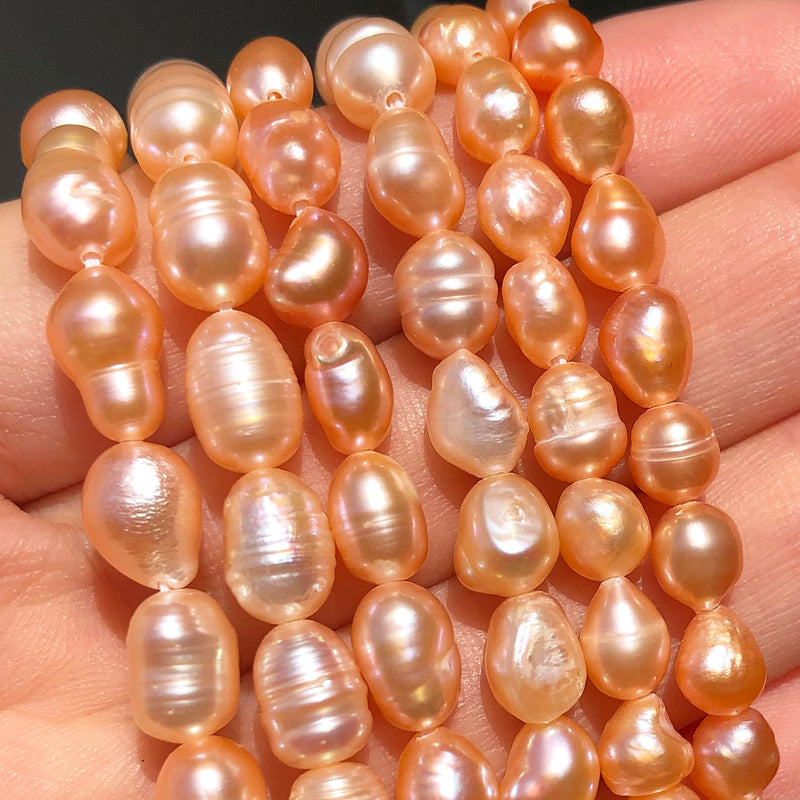 Natural Freshwater Pink Pearl Beads Rice Shape Punch Loose Beads for Jewelry Making Handmade DIY Charm Bracelet Necklace 15&quot; - KiwisLove