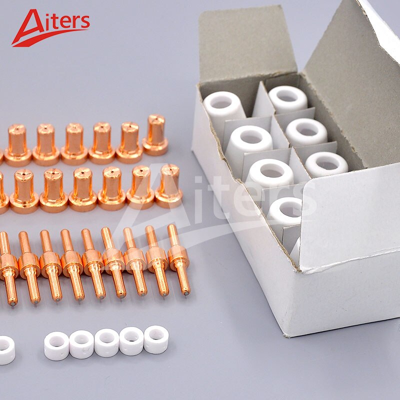 PT31 100PCS Consumables Nozzle and Electrode Ceramic Shield Nozzle Cup and Gas Swirl Ring for Plasma CUT 40 - KiwisLove
