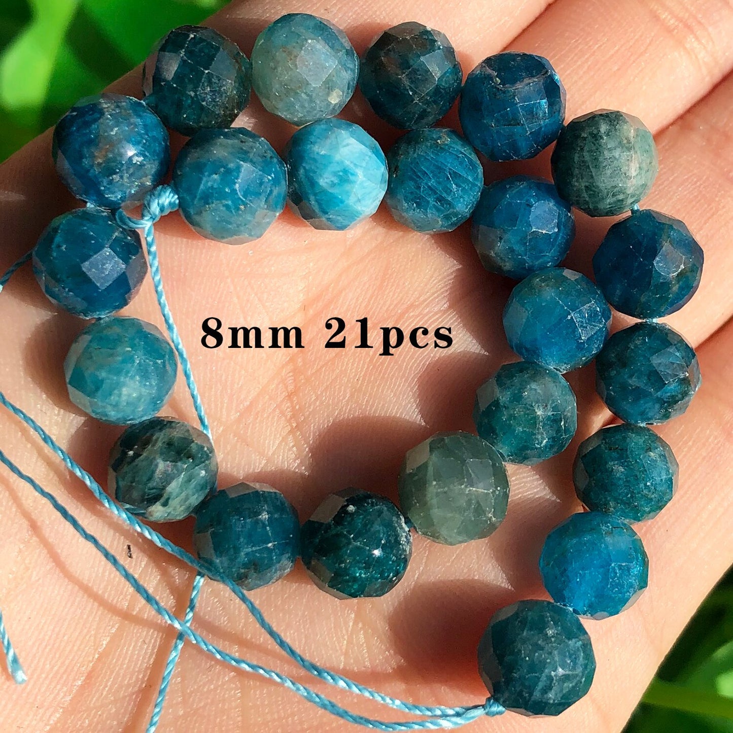 Natural Stone Blue Apatite Gem Beads Round Irregular Faceted Rondelle Loose Beads For Jewelry Making Diy Bracelets Accessories - KiwisLove