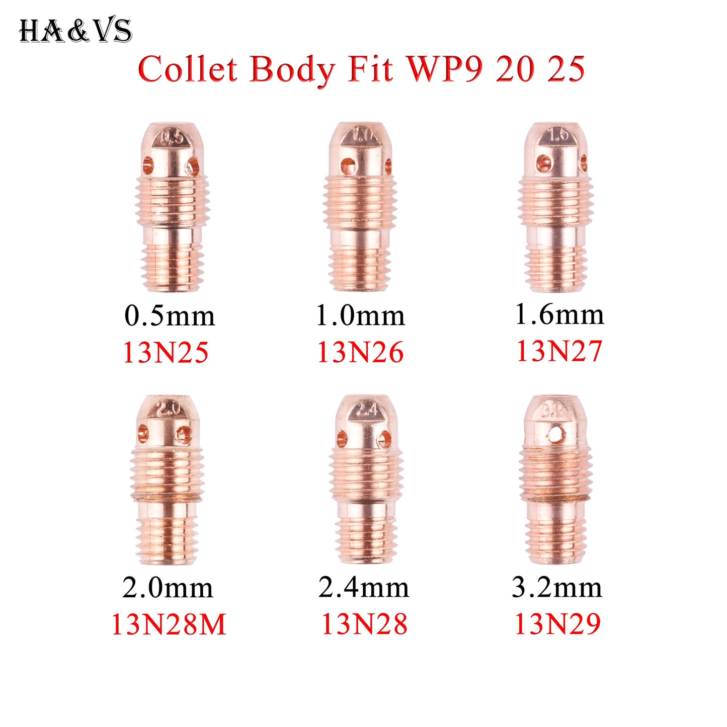 5/10Pcs 1.0/1.6/2.4/3.2mm TIG Collet Bodies 13N26 13N27 13N28 13N29 For TIG WP9 20 25 Welding Torch Accessories - KiwisLove