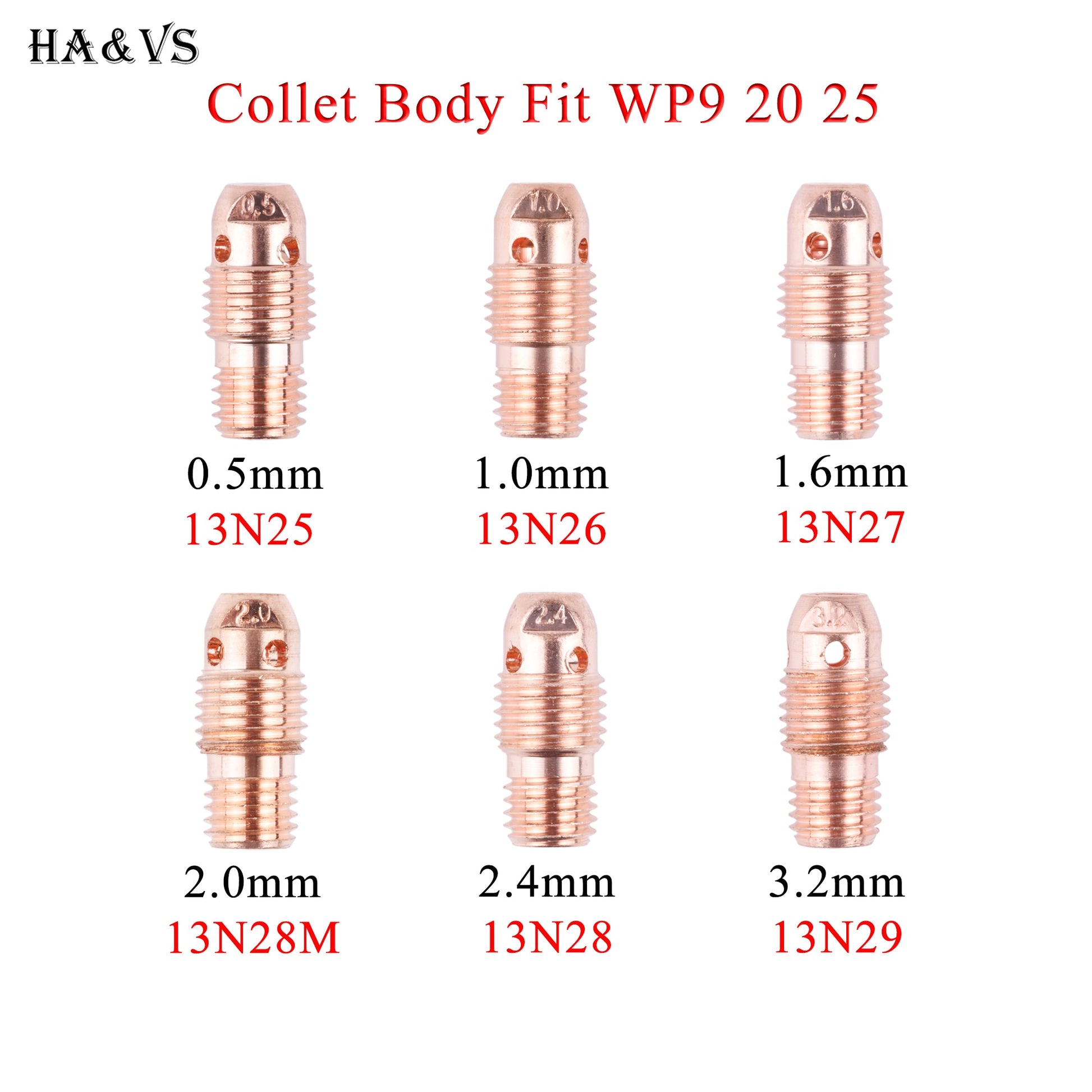 5/10Pcs 1.0/1.6/2.4/3.2mm TIG Collet Bodies 13N26 13N27 13N28 13N29 For TIG WP9 20 25 Welding Torch Accessories - KiwisLove