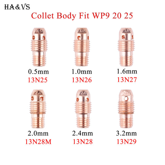 5/10Pcs 1.0/1.6/2.4/3.2mm TIG Collet Bodies 13N26 13N27 13N28 13N29 For TIG WP9 20 25 Welding Torch Accessories - KiwisLove